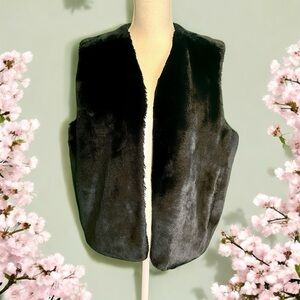 The Limited Vintage Y2K Black Soft Plush Vegan Fur Vest Size Large